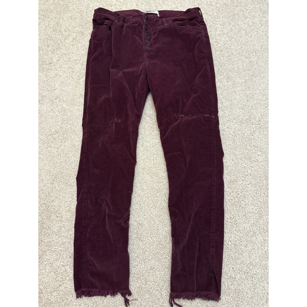 Women's Free People Maroon Corduroy Frayed Pants Preppy Size 30W